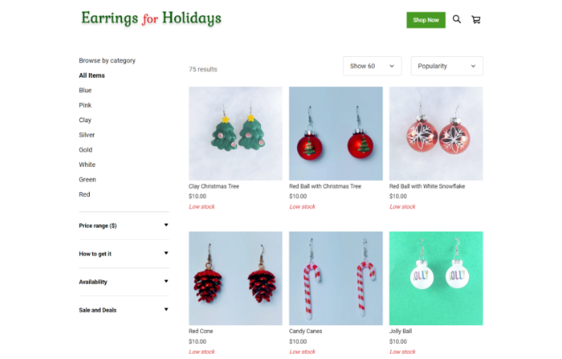 earrings for holidays screenshot